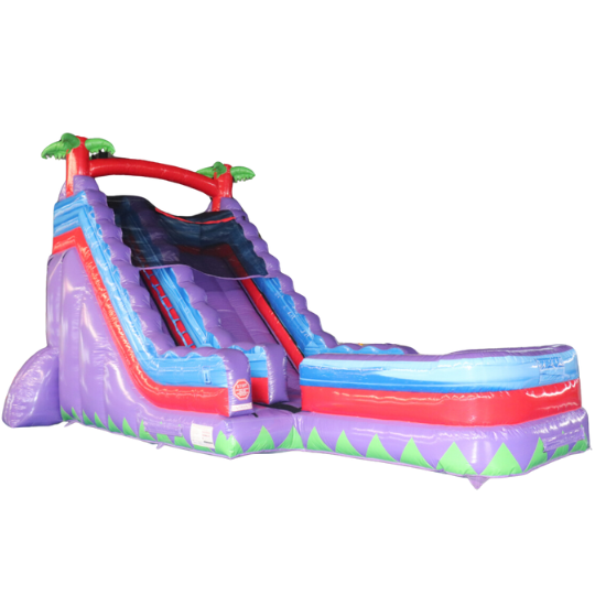 Purple Tropical Inflatable Slide (Wet n Dry) with Blower