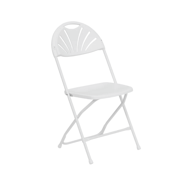 White Fan Back Folding Chair